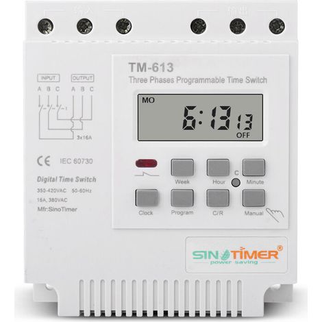 Programmierbares Zeitverzögerungsrelais 380 V 16 A Dreiphasen-wochenschalter Mit 17 Ein/aus-einstellungen Für 350 V-420 V Ac - 50-60 Hz Motoren