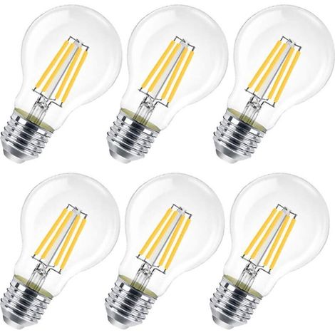 6er-pack E27-led-lampen, 8 W (entspricht 80 W), Klar, Nicht Dimmbar, Warmweiß 3000 K, Modell A60