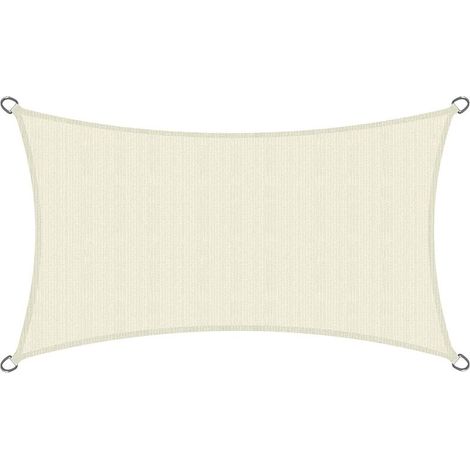 Sonnensegel 300 X 200 Cm – Atmungsaktives Hdpe-gewebe – Creme – Rechteckiges Sonnensegel – Terrassensegeltuch Mit Uv-schutz