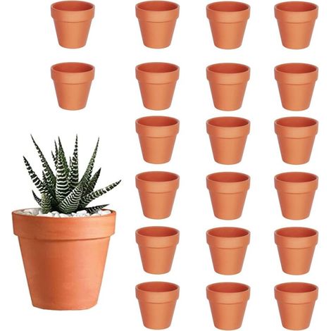 20 Mini-pflanztöpfe Aus Terrakotta, Keramik Mit Abflussloch, Für Kakteen, Zimmerpflanzen Und Sukkulenten Im Innen- Und Außenbereich (3,5 X 3 Cm)
