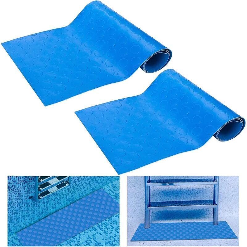 2-teilige Leitermatte Aus Polyvinylchlorid (pvc) Mit Trittmatte Für Schwimmbecken, Groß, Rutschfest, Strukturierter Schutz Für Auskleidung Und Treppen Von Aufstellbecken, 90 X 23 Cm