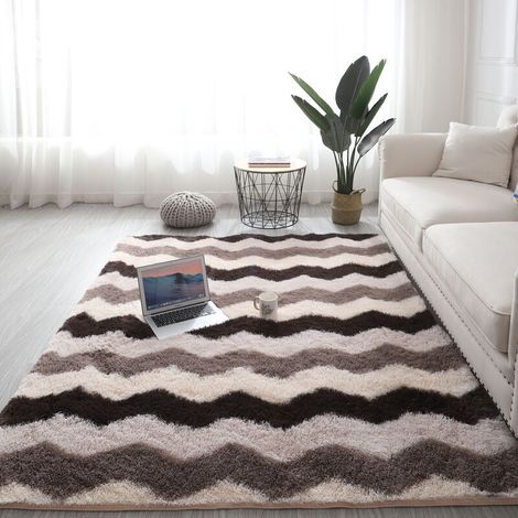 Hochfloriger Wohnzimmerteppich 160 X 230 Cm, Braun – Langflorteppich, Warmer Bodenteppich, Weicher Schlafzimmerteppich, Weihnachtsteppich
