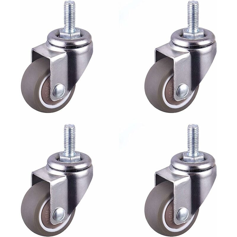 Hochleistungs-gummi-lenkrolle Mit Gewindeschaft, Stuhlrollen, Ersatzrolle, Mini-rollen Für Möbel, Hochleistungs-gewinderollen Für Trolleys, M6 X 15 Mm, Durchmesser 25 Mm, Guazhuni 4 Stück
