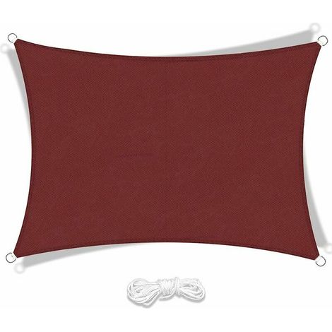 Rechteckiges Sonnensegel Aus Polyester, Wasserdichtes Und Uv-beständiges Schattierungstuch Für Terrasse, Camping, Garten (2 X 3 M, Dunkelrot)