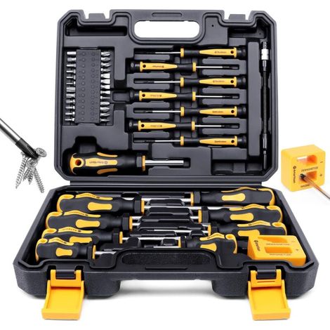 Hochleistungs-schraubendreher-set – 42-teiliges Set Mit Magnetischen Spitzen, Komfortablem Griff, Kreuzschlitz- Und Schlitzschraubendrehern Sowie Robustem Aufbewahrungskoffer – 42 Teile
