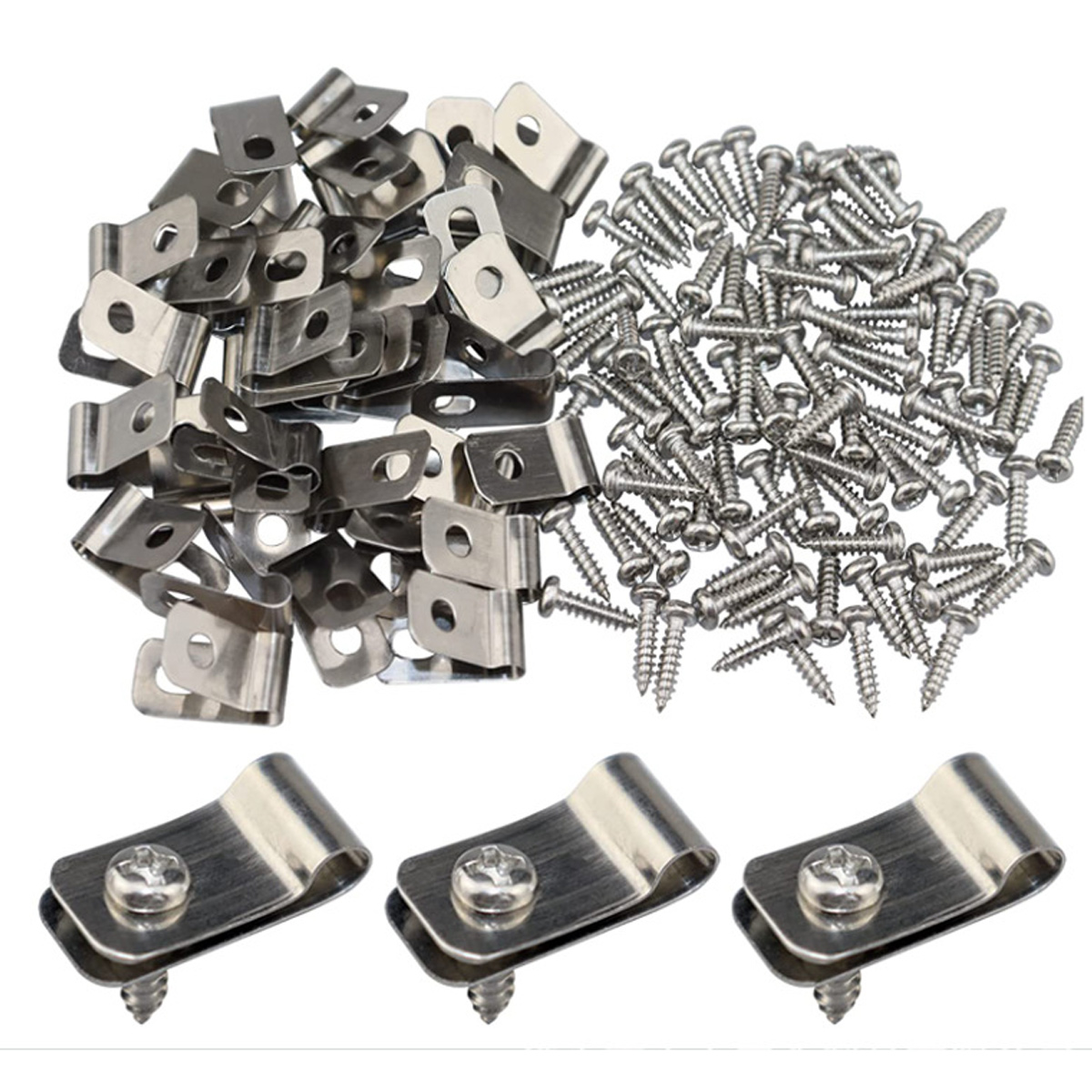 Packung Mit 100 Edelstahl-zaunclips Mit Schrauben Zur Befestigung Von Schweißdraht An Holz-, Metall- Oder Vinylzäunen