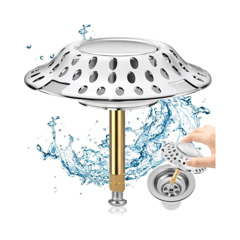 2-in-1-badewannenstöpsel Mit Haarfilter, Badewannenstöpsel Ø 72 Mm, Mit Filterfunktion, Verstopfungsschutz, Höhenverstellbar
