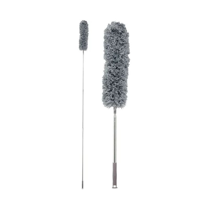 Staubwedel, Teleskopstiel Bis Zu 2,5 M, Waschbar, Weich, Mikrofaser, Staubfänger, Grau
