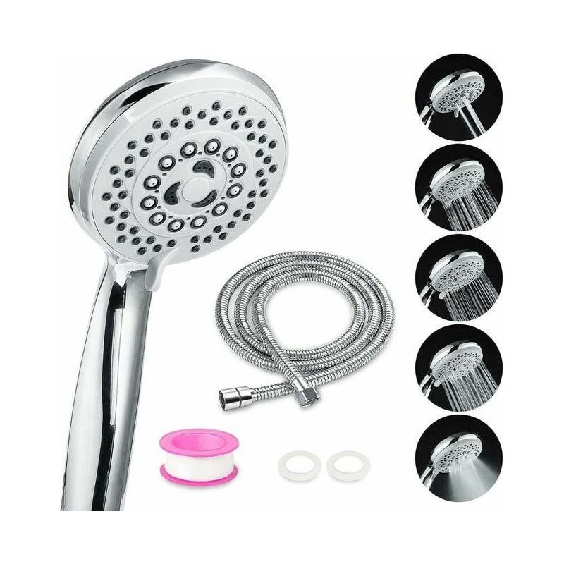 Duschkopf Mit Brauseschlauch, Anti-kalk-funktion, 5 Wassersparmodi, Hochdruck, Badezimmerdusche Aus Abs + Edelstahl