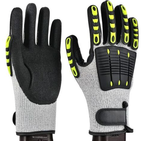 Arbeitshandschuhe, Schnittfeste Mechanikerhandschuhe, Schnittschutzstufe 5, Abriebfeste Und Vibrationsdämpfende Handschuhe Für Gartenarbeiten, Größe L (25,5 Cm)