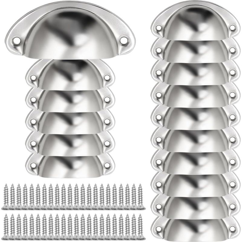 16 Muschelgriffe Für Schubladen Inklusive Schrauben, Retro-metallgriffe In Muschelform, Muschelmöbelgriffe Für Schränke, Schubladen Und Kleiderschränke, Silber