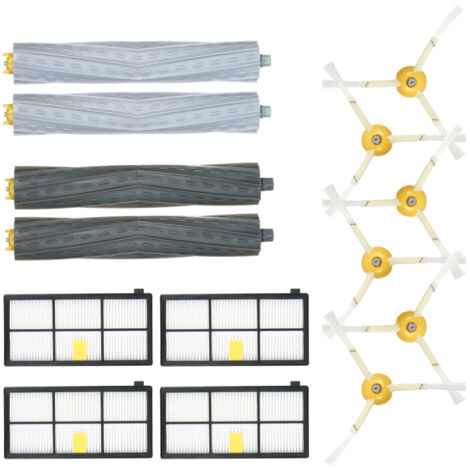 Kit De 14 Accessoires De Rechange Pour Aspirateur Irobot Roomba, Compatible Avec Séries 800/900 (2 Brosses Extractrices + 6 Latérales + 4 Filtres)