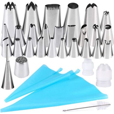 Spritztüllen, 32-teiliges Diy-set Aus Edelstahl, Puderzuckertüllen, Pinsel, Diy-sets Zum Dekorieren Von Torten