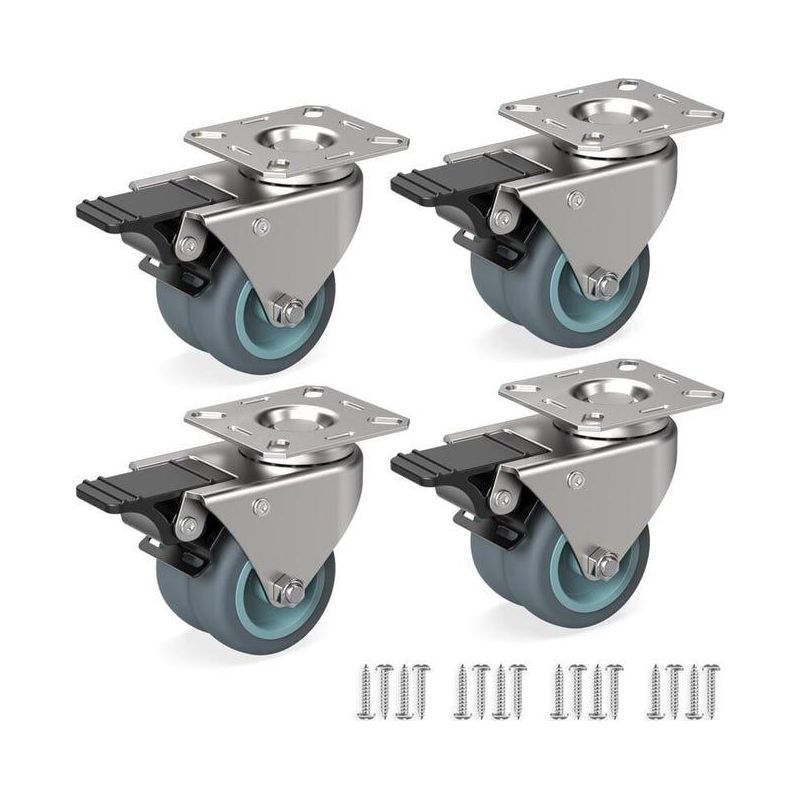 4er-set Möbelrollen 50 Mm – Lenkrollen Mit Bremsen, Bis Zu 100 Kg Pro Rad – Industrierollen
