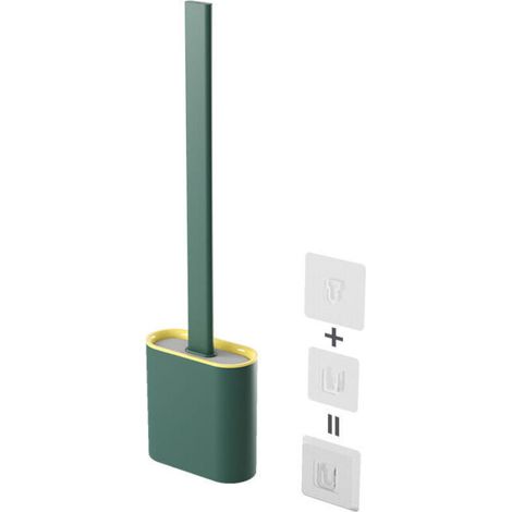 Silikon-toilettenbürste Mit Halterung, Antibakterielle Hänge-toilettenbürste, Toilettenbürste Fürs Badezimmer, Grün