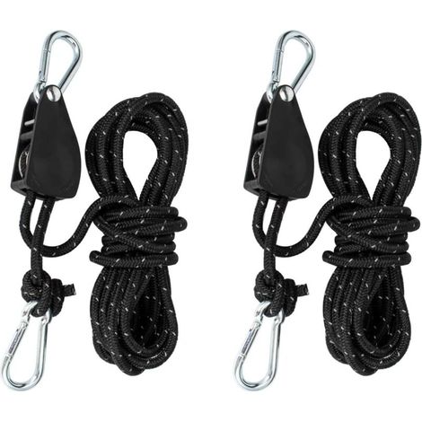 Seilrolle Mit Kabelspanner, Ratsche Mit 4-meter-seil, Seilrolle Mit Zeltspanner, Zugseil Mit Seilbremse, Geeignet Für Camping, Sonnensegel, Zelte (2 Stück – 11 X 8 X 2,5 M)