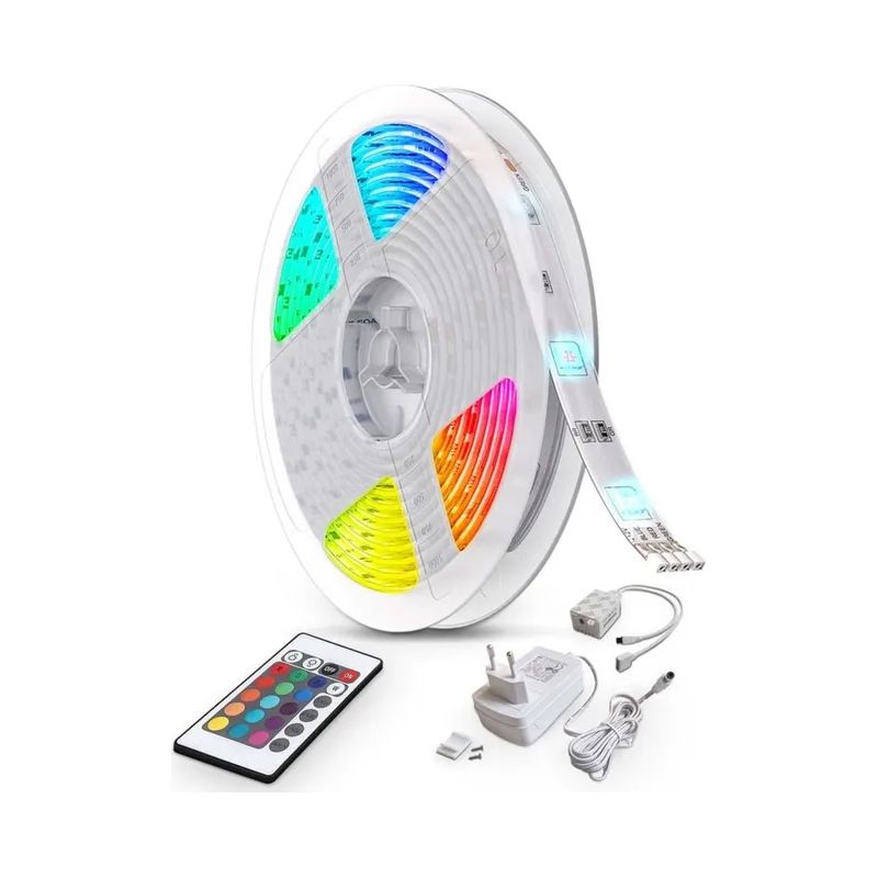 10 M Lange Led-lichtleiste Für Den Innenbereich, Dimmbar, 300 Leds, Farbwechsel, Inklusive Fernbedienung Und 230-v-transformator, Schutzart Ip20