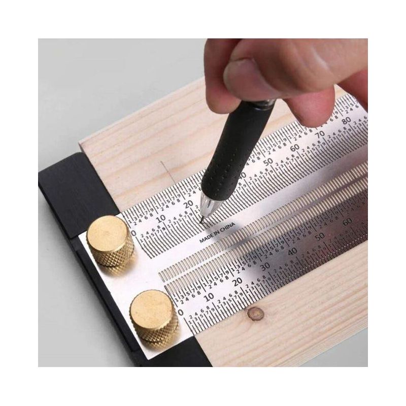 Hochpräzises Anreißwerkzeug Für Die Holzbearbeitung, Lineal (180 Mm), Edelstahl, Linealstange