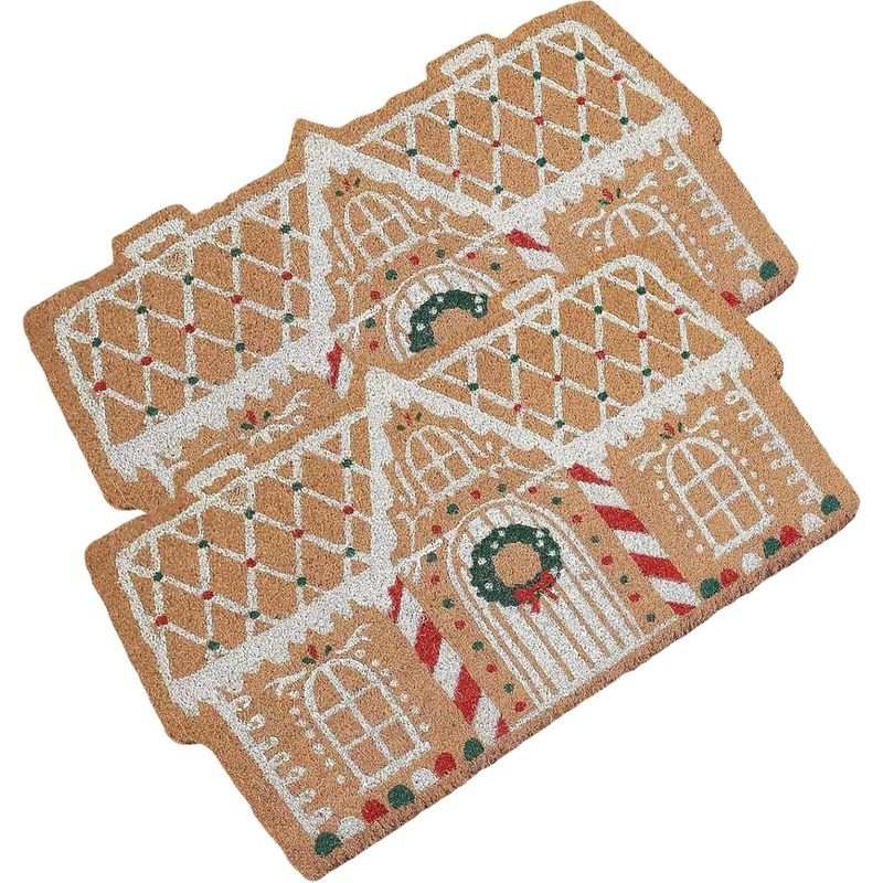 Zweiteilige Lebkuchenhaus-weihnachtsfußmatte (60 X 40 Cm), Rutschfest, Für Den Außenbereich.