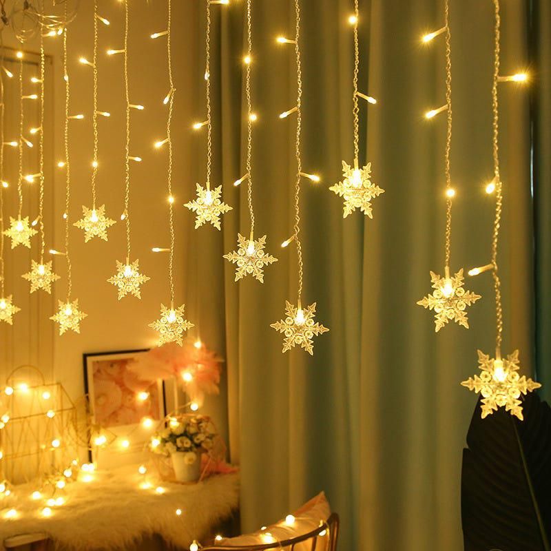 Led-lichterkette Mit Schneeflocken- Und Wellenmotiv, 8 Modi, Partydekoration (5 Meter, Warmweiß)