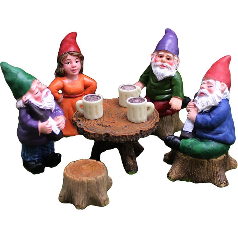 Set Mit 6 Mini-gartenzwergen Mit Trinkfunktion, Gartenzwergfiguren Für Garten, Terrasse, Hof Und Rasen