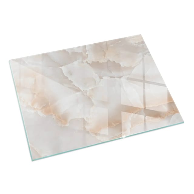 Tulup Glasplatte für Kamin Steinmuster Bodenplatte Glas für Ofen Rechteck 60x40 cm Beige Glasplatte für Kamin Kaminofen Glas Bodenplatte
