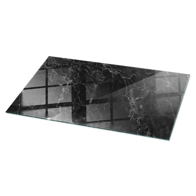Tulup Tischplatte Geädertes Marmormuster Gartentischplatte 120x60 cm Schwarz Tischplatte Rechteckige Glasplatte für Tisch Couchtisch Platte