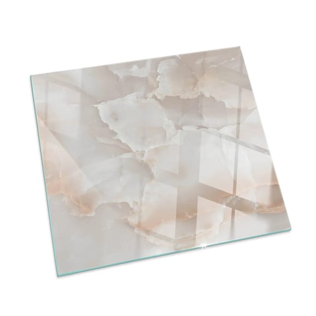 Tulup Glasplatte für Kamin Natursteinmuster Glasplatte unter Kamin Quadrat 60x60 cm Beige Glasplatte für Kamin Funkenschutzplatte aus Glas