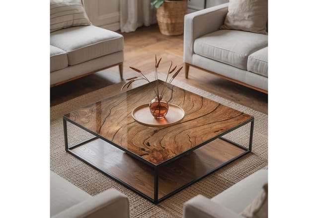Tulup Tischplatte Natürliches Holzmuster Tischplatte 50x50 cm Braun Tischplatte Quadratische Tischplatte Glastischplatte
