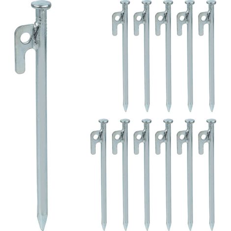 Set Mit 12 Stahl-erdankern, 20 Cm – Für Harten Und Steinigen Untergrund – Mit Öse Und Seilhaken – Sturmfest