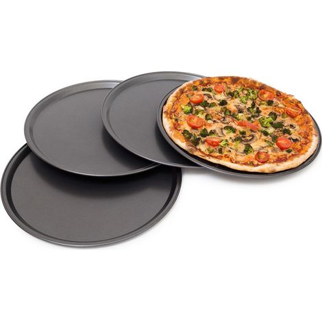 4er-set Pizzableche, 33 Cm – Antihaftbeschichteter Kohlenstoffstahl – Hitzebeständig Bis 250 °c – Für Einen Knusprigen Boden