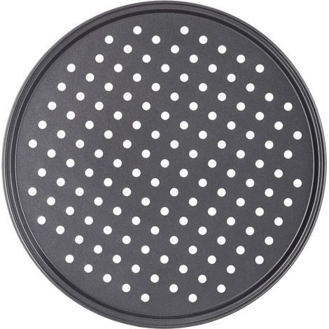 Pizzablech, 4er-set, Rund, Perforiert, Antihaftbeschichtet, Mit Flammenmuster, Stahl, Form, Ø 32 Cm, Anthrazit