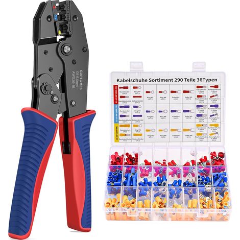 Crimpzange, Guptomes Crimp-set 36 Typen 300 Teile Awg20-10 (0,5-1,5 Mm²) (1,5-2,5 Mm²) (4-6 Mm²) Elektrikerzange Werkzeuge Elektrische Klemmen (awg20-10)