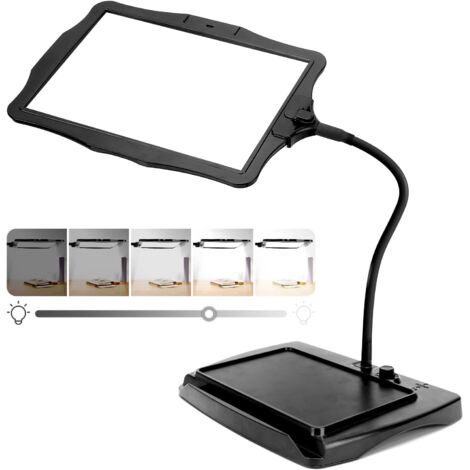 Grande Loupe 10x Avec Lumière Et Support, 50 Perles Led, Luminosité Réglable, Col De Cygne, Lampe De Bureau, Grande Loupe Pour La Lecture, La Couture, Les Travaux Manuels