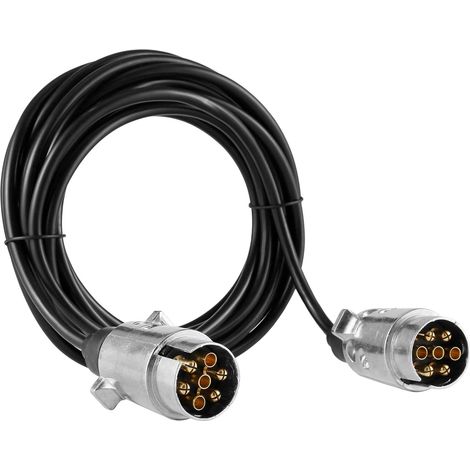 Verlängerungskabel Für Wohnwagen Und Wohnmobilanhänger, 7-poliger Anhänger-kabelbaum, 6 M Verlängerungskabel Mit 7-poligem Metallstecker (stecker-stecker), Anhänger-verlängerungskabel (skc06mm)