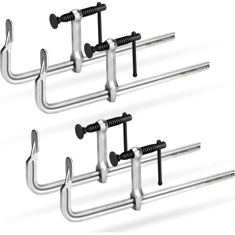 Shall 4-teiliges Schraubzwingen-set, 300 Mm Ausladung, 200 Kg Klemmkraft, Geschmiedeter Stahl, Präzise Befestigung Von Holzteilen