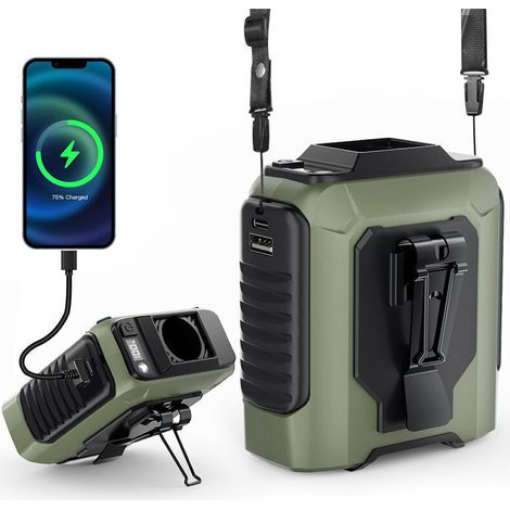 Bardusch Tragbarer Persönlicher Ventilator, 3 Geschwindigkeitsstufen, Leise, Nackenventilator, Ideal Für Camping Und Reisen, Led-anzeige, 4000 Mah Wiederaufladbarer Akku (dunkelgrün)