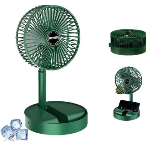 Tragbarer, Faltbarer Standventilator, Usb-aufladbar, 3 Geschwindigkeitsstufen, 1200-mah-akku, 17 Cm Durchmesser, Grün