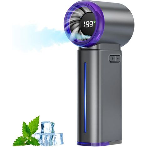 Tragbarer Turbo-taschenventilator Mit 199 Geschwindigkeitsstufen Und Nano-sprühfunktion, 3500-mah-akku – Kompakter Hochleistungsventilator Für Outdoor-aktivitäten, Reisen Und Büro – Graue Geschenkbox