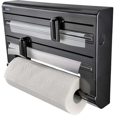Leifheit Parat Schwarzer Wand-papierhandtuchhalter, Modernes Design, Ergonomische Form, Für Drei Rollen, Küchenrollenhalter, Schwarzer Papierhandtuchspender
