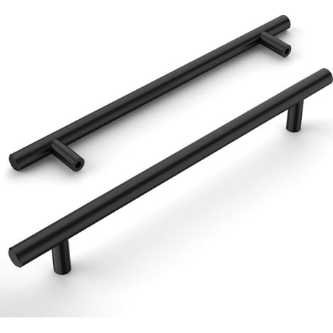 Amerdeco Set Mit 12 Massiven Küchenschrankgriffen, 192 Mm Lochabstand, Schwarze Edelstahl-küchenschrankgriffe, Griffe Für Schränke, Küchentürgriffe, Küchenschrankgriffe
