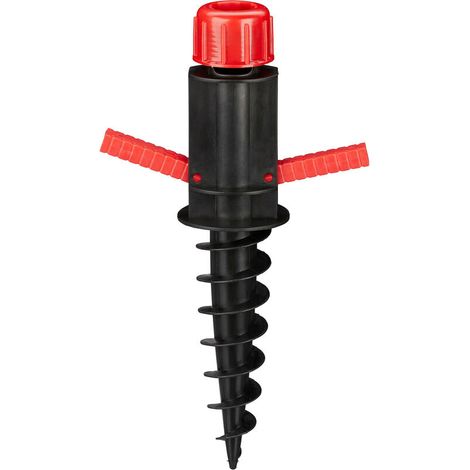 Relaxdays Sonnenschirmständer, Sonnenschirmhalterung, Schraubhalterung, Bodenhülse, Durchmesser 19–32 Mm, Camping, Strand, Schwarz/rot