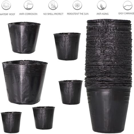 16-teiliges Schwarzes Pflanzschalen-set Aus Kunststoff, Atmungsaktiver Nährtopf, Pflanzsack, Gemüsebehälter Für Den Garten