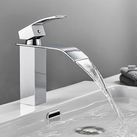 Cecipa Chrom-waschtischarmatur, Einloch-wasserfallarmatur, Mischbatterie Für Waschbecken, Handwaschtischarmatur Mit Einhebelmischer Aus Kupfer, Warm- Und Kaltwassermischer