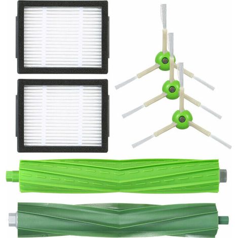Green Mobility-irobot Roomba I7 I7+ / I7 Plus E5 E6 E7 7-teiliges Staubsauger-zubehörset (3 Seitenbürsten + 2 Filtergitter + 2 Hauptbürsten)