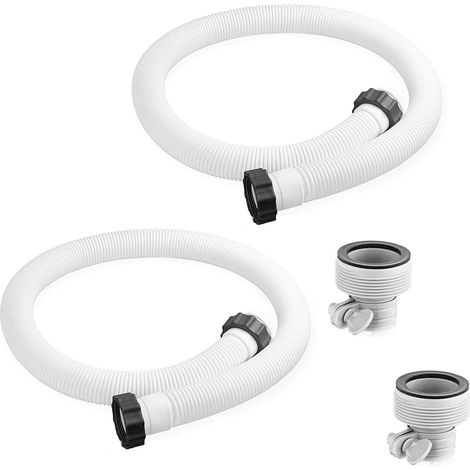 Set Mit 2 Poolschläuchen, 38 Mm, 150 Cm, Weiß, Mit 2 B-adaptern, Schlauch Für Intex-pumpe, Uv- Und Chlorwasserbeständig
