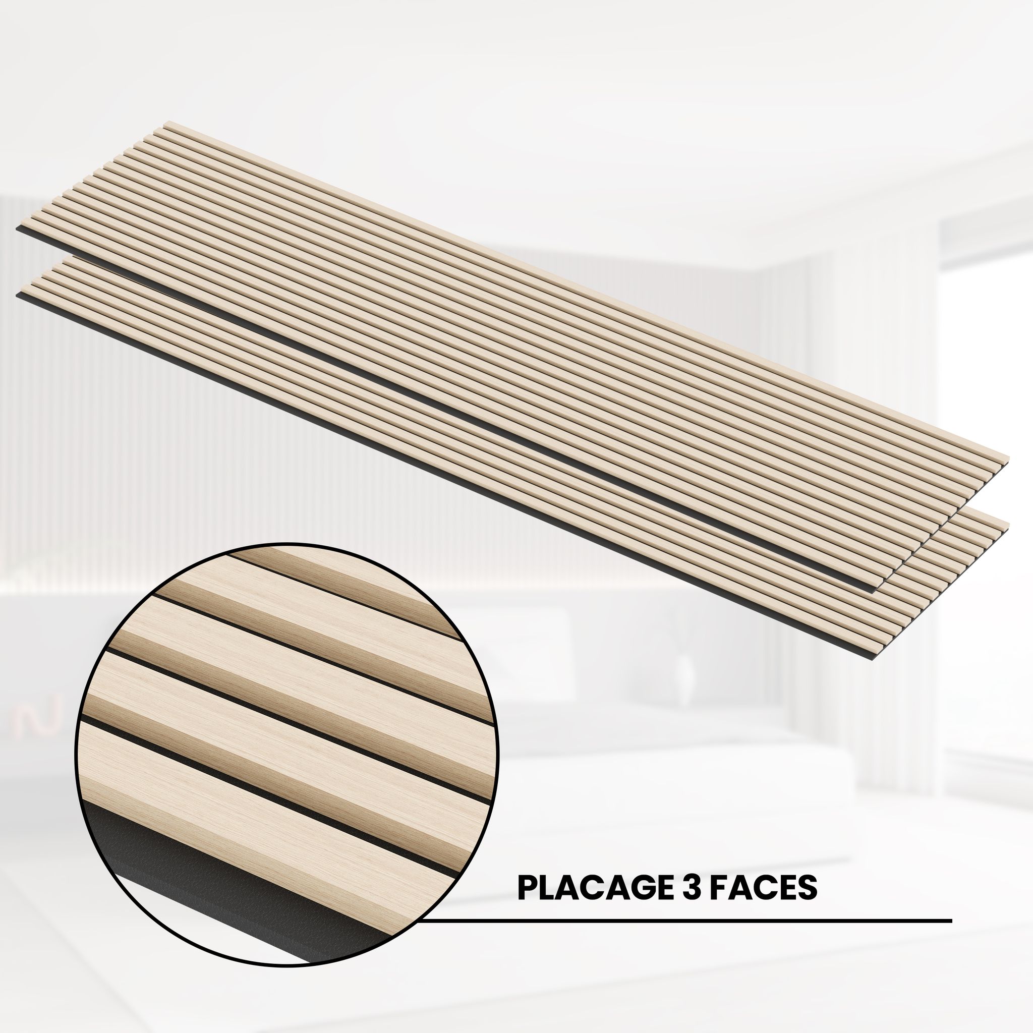 Akustikpaneele Eiche 240 Cm X 60 Cm 2er-set Dreiseitig Echtholzfurnier