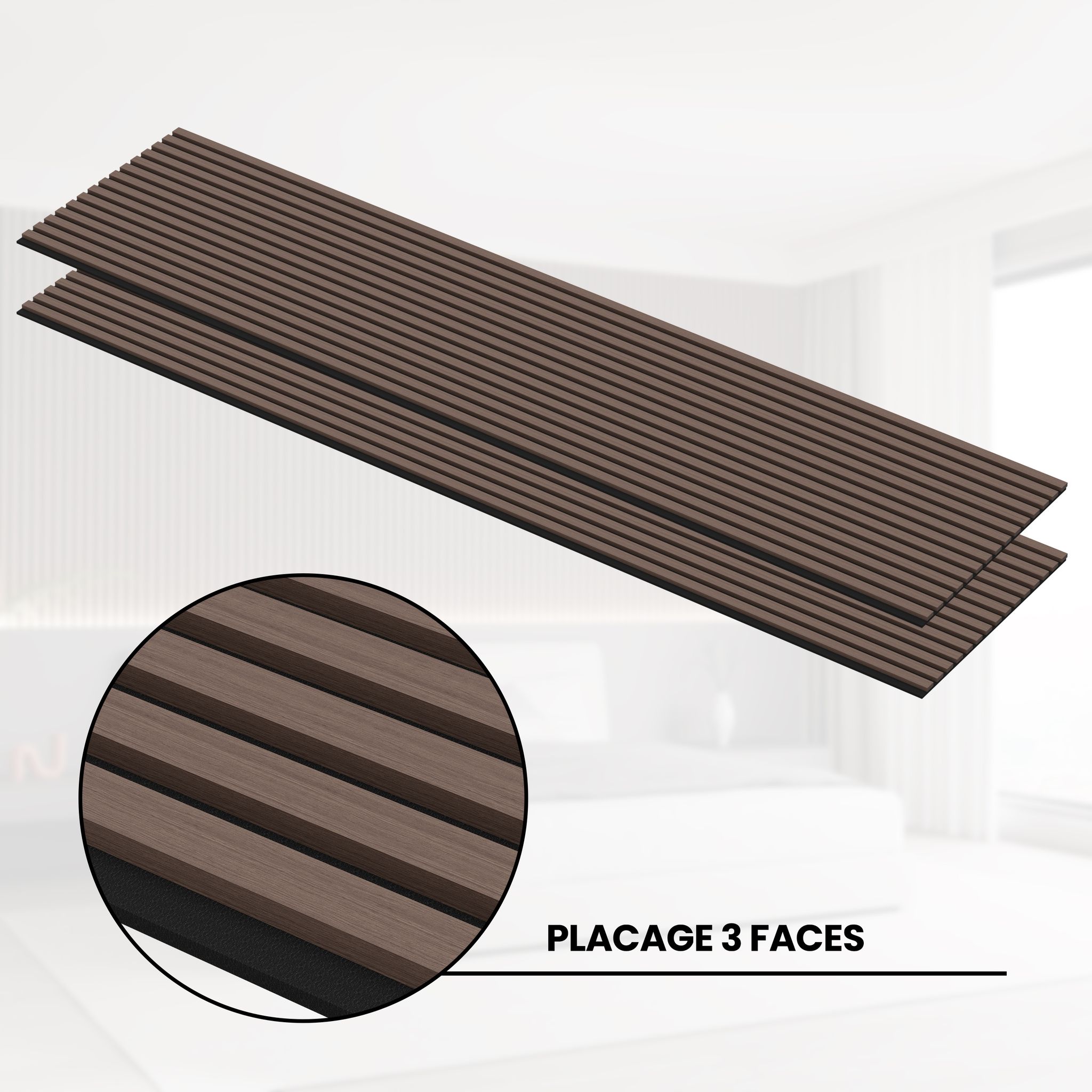 Akustikpaneele Dunkle Walnuss 240 Cm X 60 Cm 2er-set Dreiseitig Echtholzfurnier