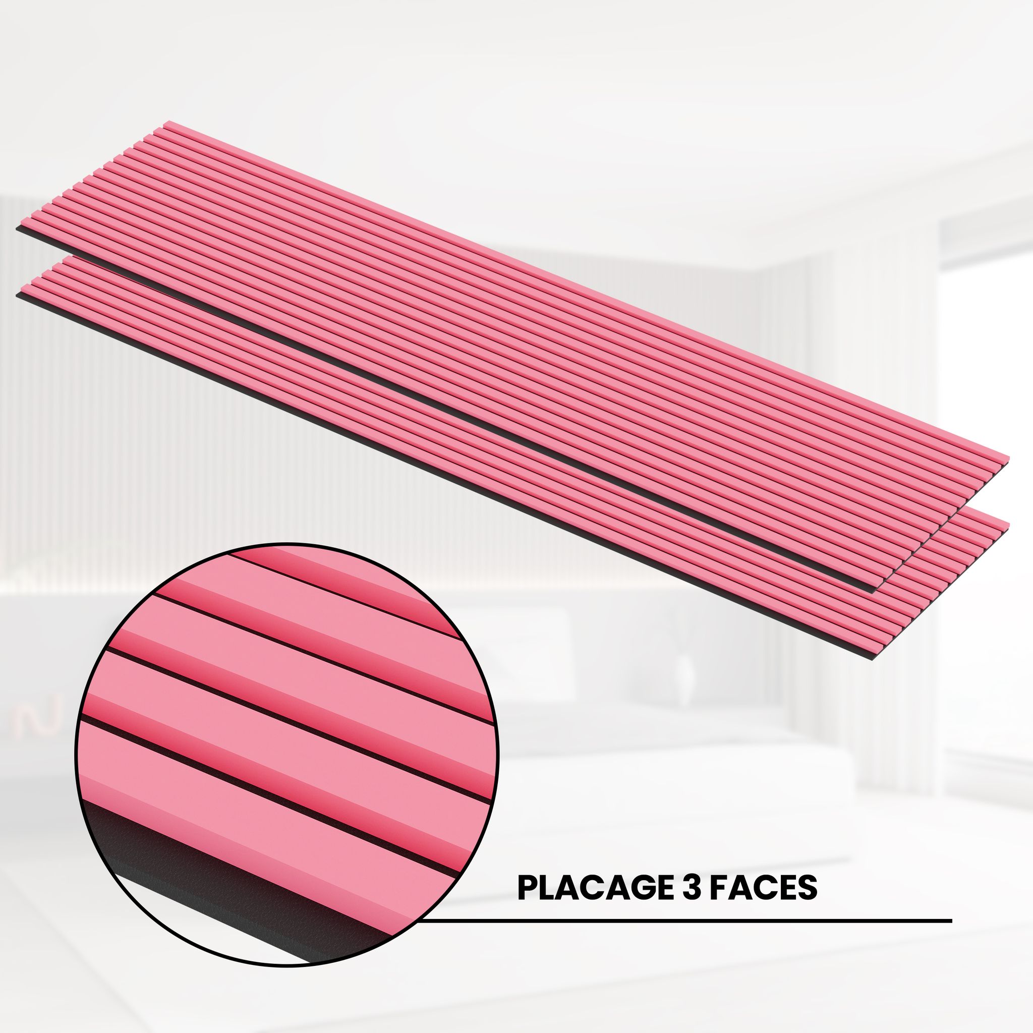 Akustikpaneele Rosa 240 Cm X 60 Cm 2er-set Dreiseitig Echtholzfurnier