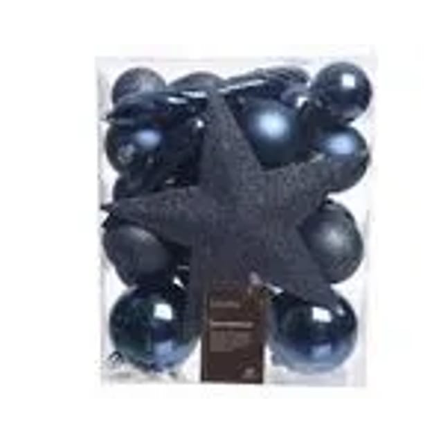 Kaemingk Weihnachtsbaumkugeln Bruchfest 8 cm 33 Stueck Blau